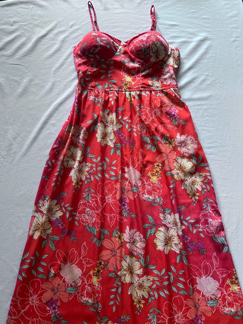B.O.G. Collective Red Floral Bustier Maxi Dress Size M - Picture 2 of 9